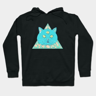 Three-eyed cat with the words "I see you" written on it. Hoodie